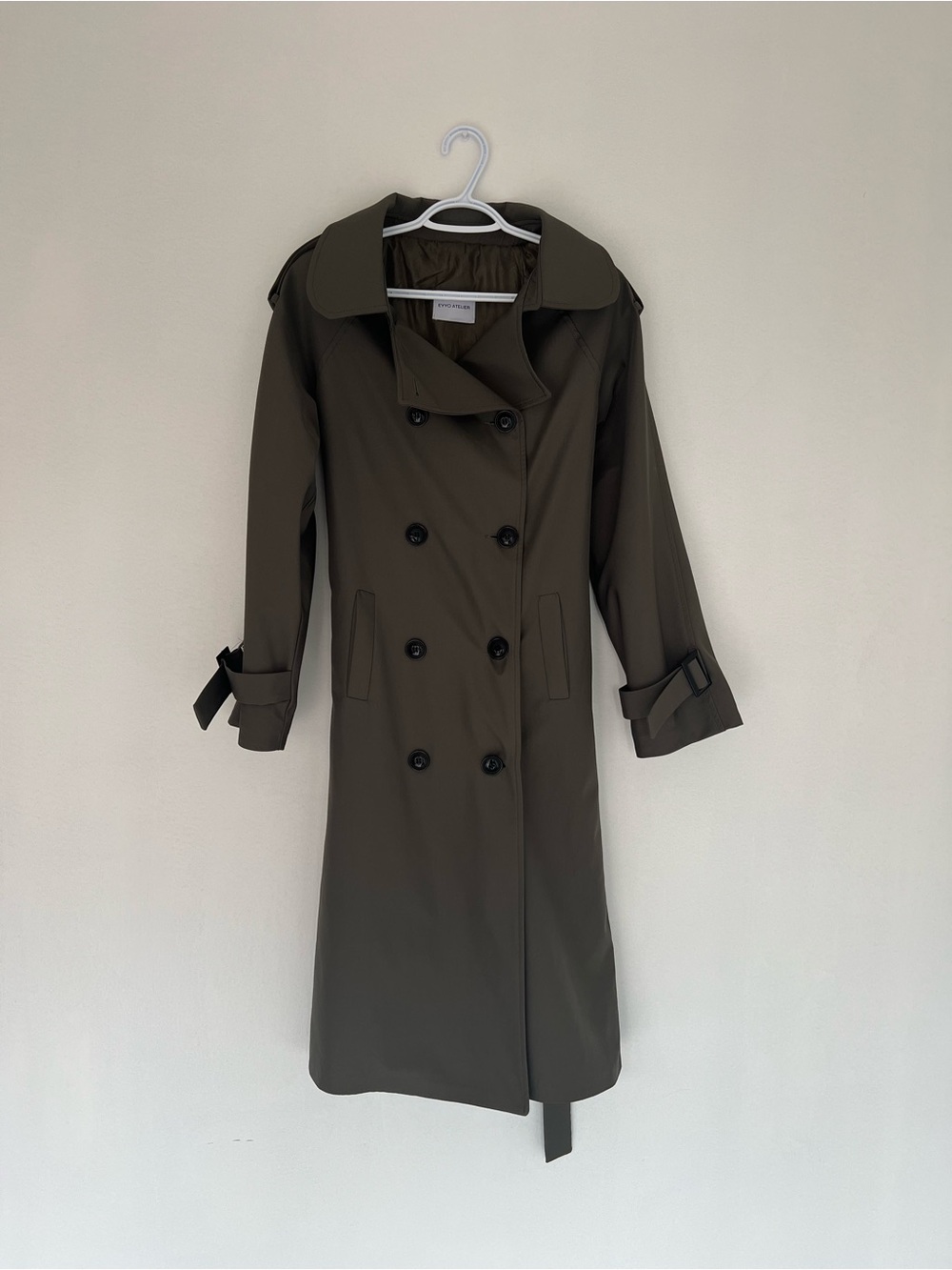 Classic Double-Breasted Trench Coat - Olive